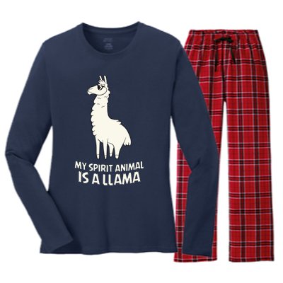 LLamas Are My Spirit Animals Alpaca Llama Women's Long Sleeve Flannel Pajama Set 