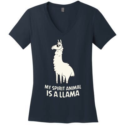 LLamas Are My Spirit Animals Alpaca Llama Women's V-Neck T-Shirt