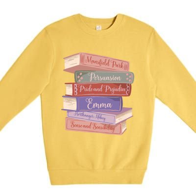 Literacy Austen Novels Roce Books Literary Jane Austen Funny Gift Premium Crewneck Sweatshirt