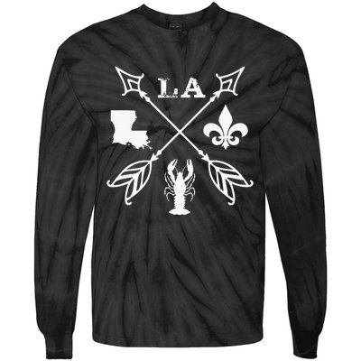 Louisiana Arrow New Orleans Mardi Gras Tie-Dye Long Sleeve Shirt