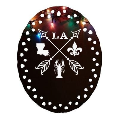 Louisiana Arrow New Orleans Mardi Gras Ceramic Oval Ornament