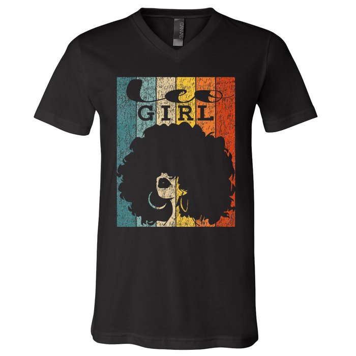 Leo Afro Natural Hair Diva Black Woman Zodiac V-Neck T-Shirt