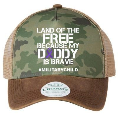 Land Of The Free Because My Daddy Is Brave Legacy Tie Dye Trucker Hat