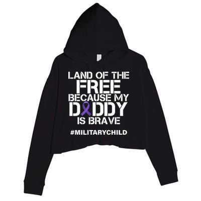 Land Of The Free Because My Daddy Is Brave Crop Fleece Hoodie