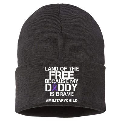 Land Of The Free Because My Daddy Is Brave Sustainable Knit Beanie