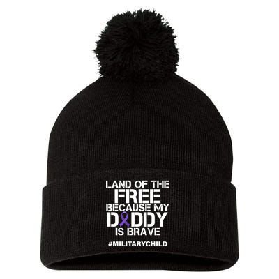 Land Of The Free Because My Daddy Is Brave Pom Pom 12in Knit Beanie