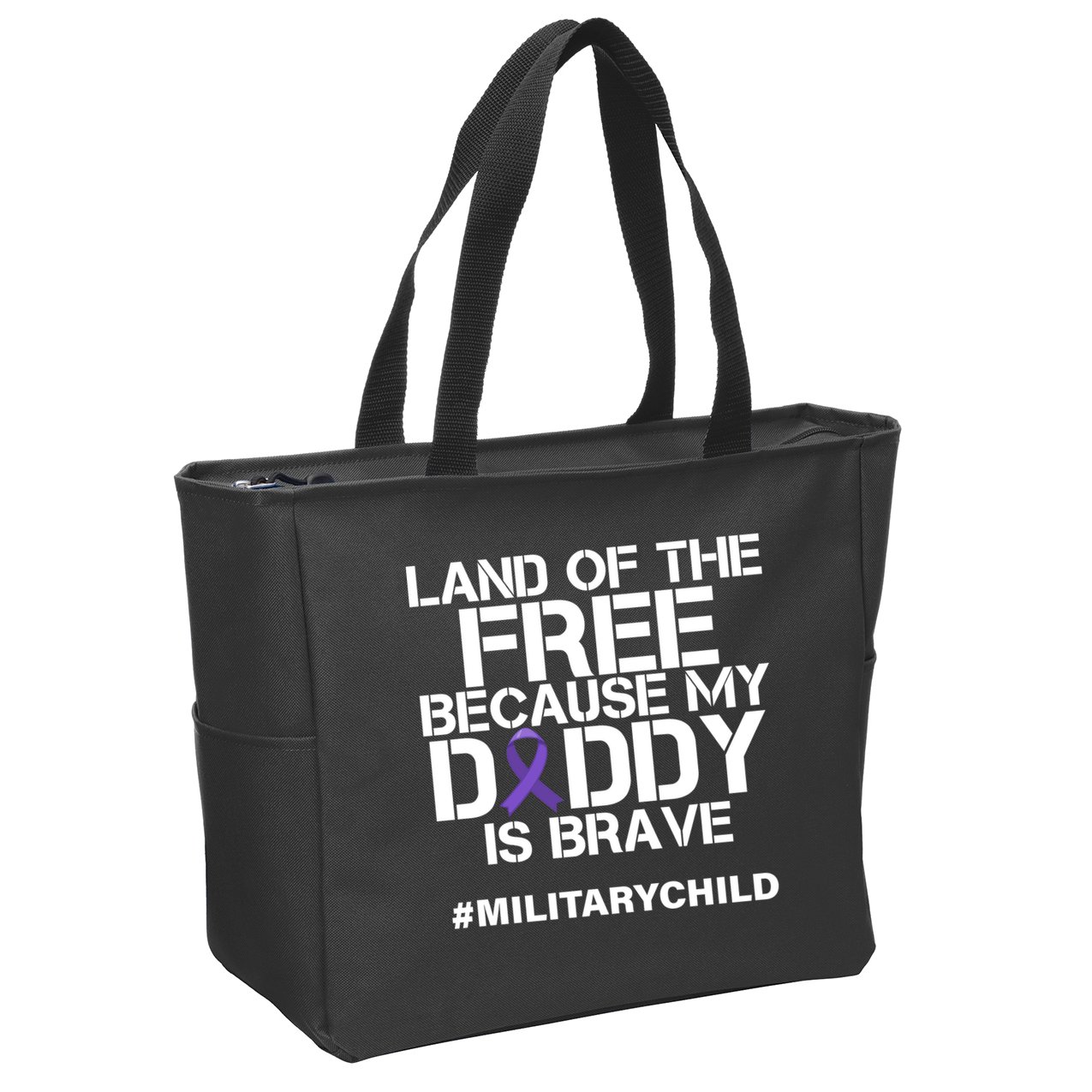 Land Of The Free Because My Daddy Is Brave Zip Tote Bag