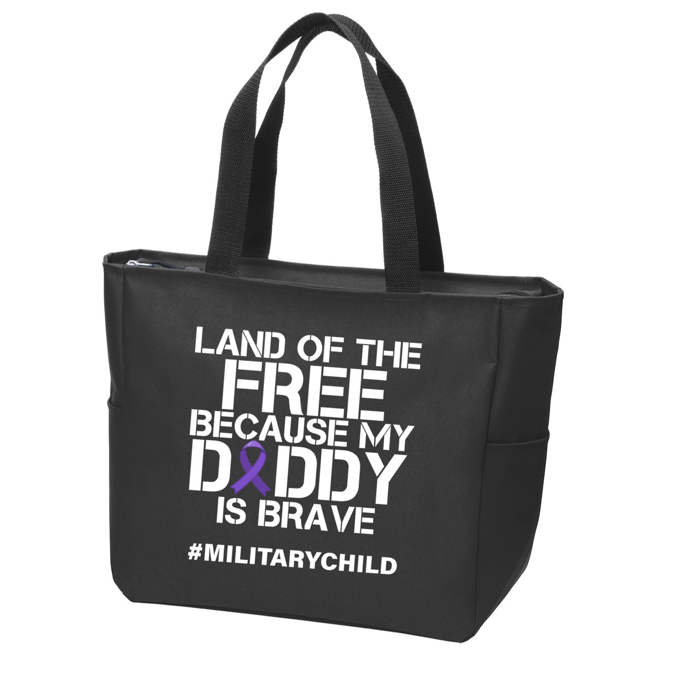 Land Of The Free Because My Daddy Is Brave Zip Tote Bag