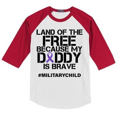 Land Of The Free Because My Daddy Is Brave Kids Colorblock Raglan Jersey