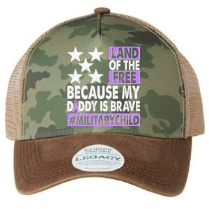 Land Of The Free Because My Daddy Is Brave Military Child Legacy Tie Dye Trucker Hat