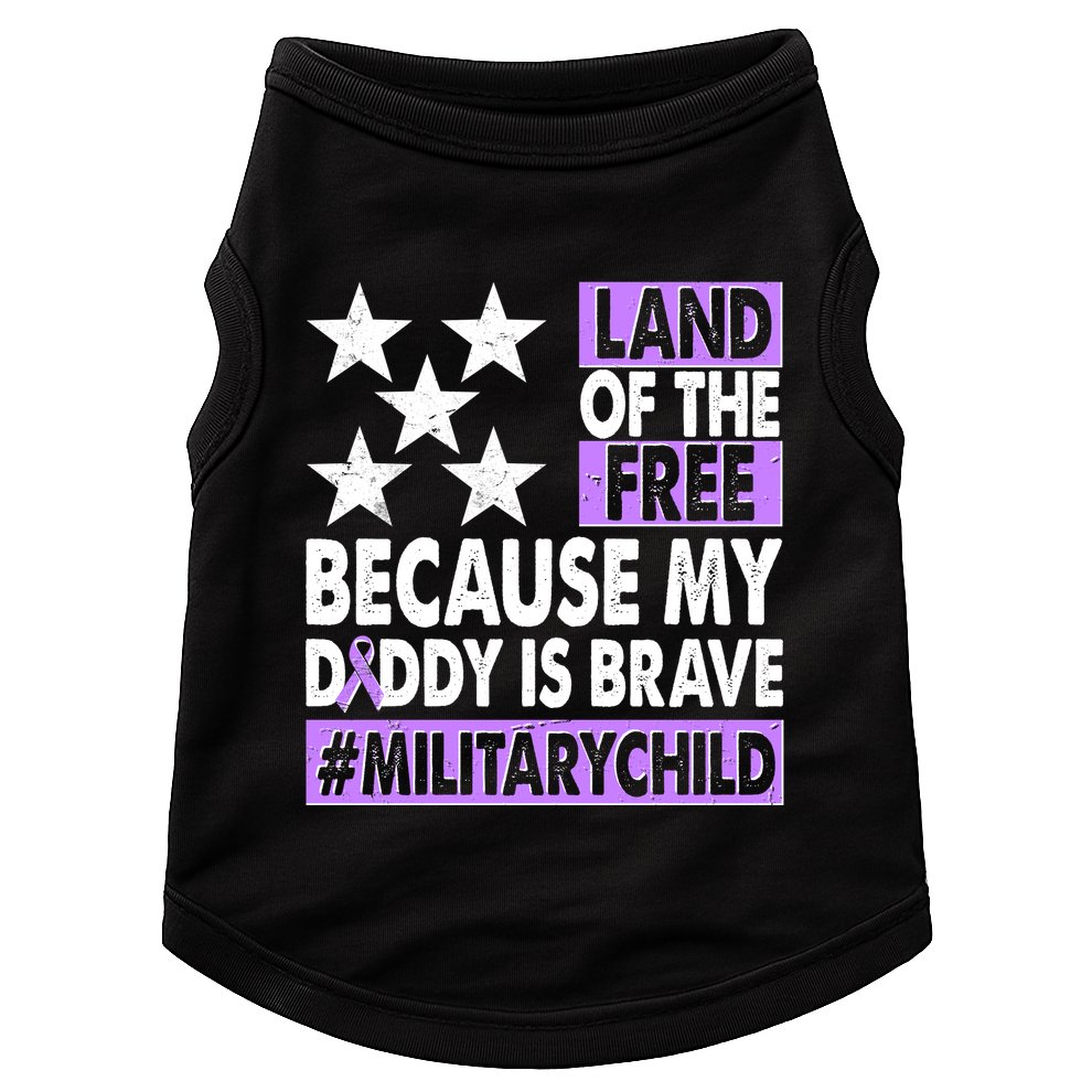 Land Of The Free Because My Daddy Is Brave Military Child Doggie Tank