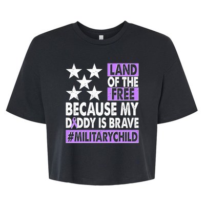 Land Of The Free Because My Daddy Is Brave Military Child Bella+Canvas Jersey Crop Tee