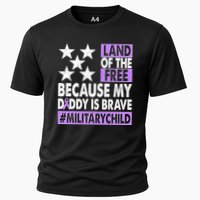 Land Of The Free Because My Daddy Is Brave Military Child Cooling Performance Crew T-Shirt