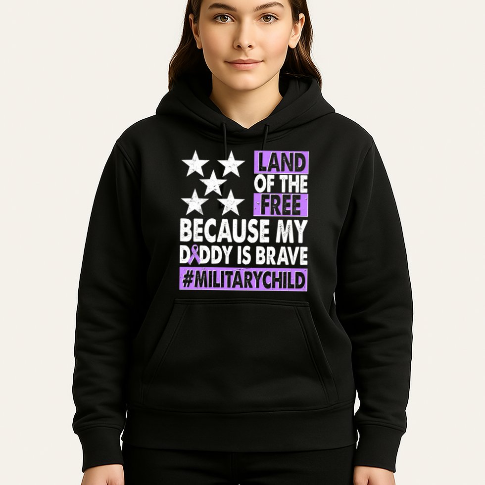 Land Of The Free Because My Daddy Is Brave Military Child Hoodie