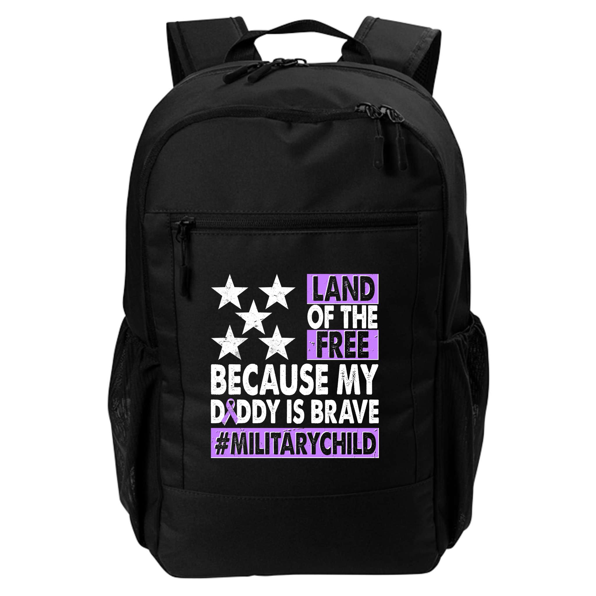Land Of The Free Because My Daddy Is Brave Military Child Backpack