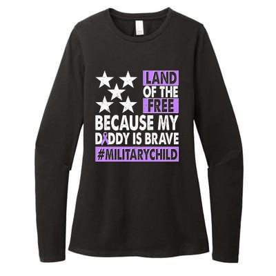 Land Of The Free Because My Daddy Is Brave Military Child Womens CVC Long Sleeve Shirt