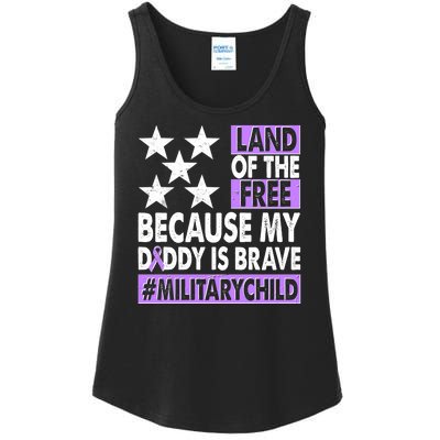 Land Of The Free Because My Daddy Is Brave Military Child Ladies Essential Tank