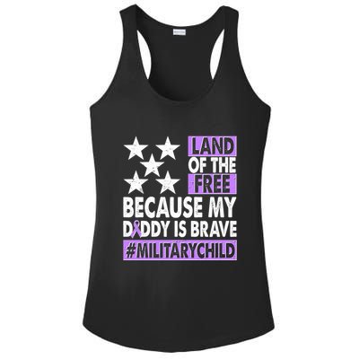Land Of The Free Because My Daddy Is Brave Military Child Ladies PosiCharge Competitor Racerback Tank
