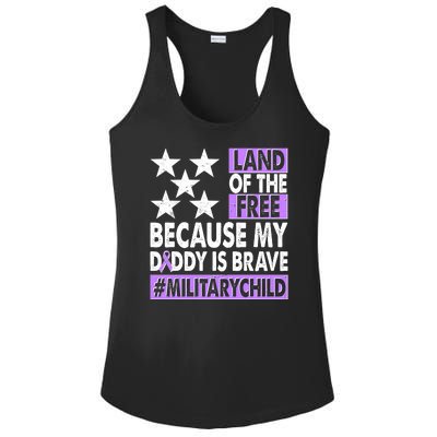 Land Of The Free Because My Daddy Is Brave Military Child Ladies PosiCharge Competitor Racerback Tank