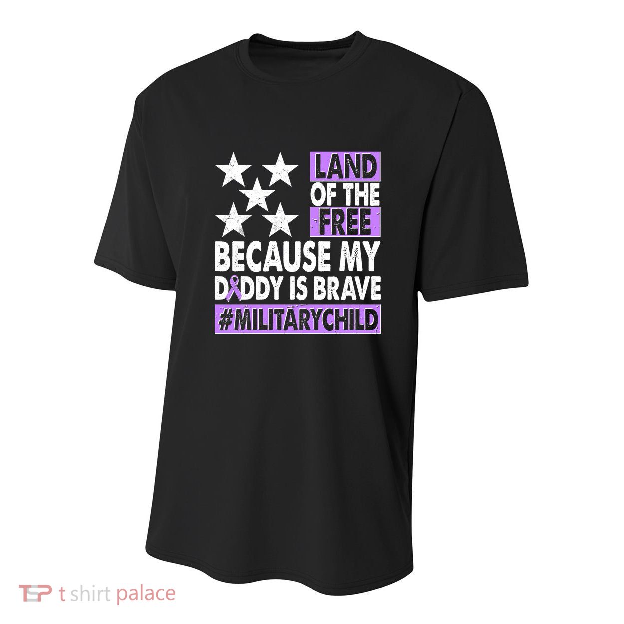 Land Of The Free Because My Daddy Is Brave Military Child Youth Performance Sprint T-Shirt
