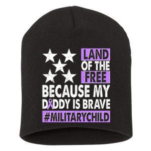 Land Of The Free Because My Daddy Is Brave Military Child Short Acrylic Beanie