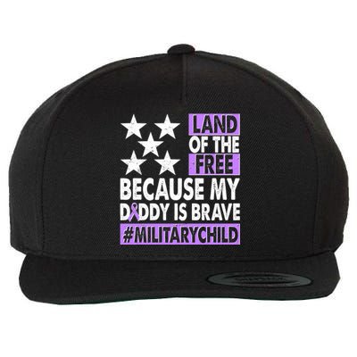 Land Of The Free Because My Daddy Is Brave Military Child Wool Snapback Cap