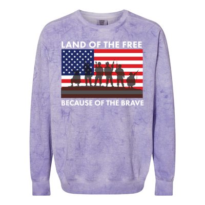 Land Of The Free Because Of The Brave Colorblast Crewneck Sweatshirt