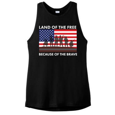 Land Of The Free Because Of The Brave Ladies PosiCharge Tri-Blend Wicking Tank