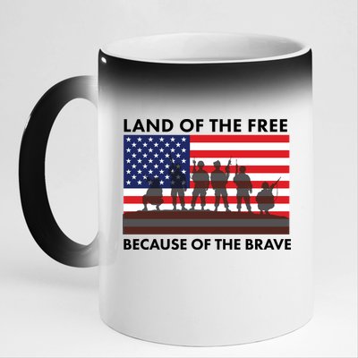 Land Of The Free Because Of The Brave 11oz Black Color Changing Mug