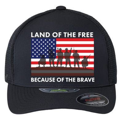 Land Of The Free Because Of The Brave Flexfit Unipanel Trucker Cap