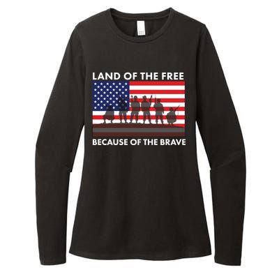 Land Of The Free Because Of The Brave Womens CVC Long Sleeve Shirt