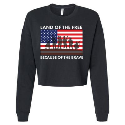 Land Of The Free Because Of The Brave Cropped Pullover Crew