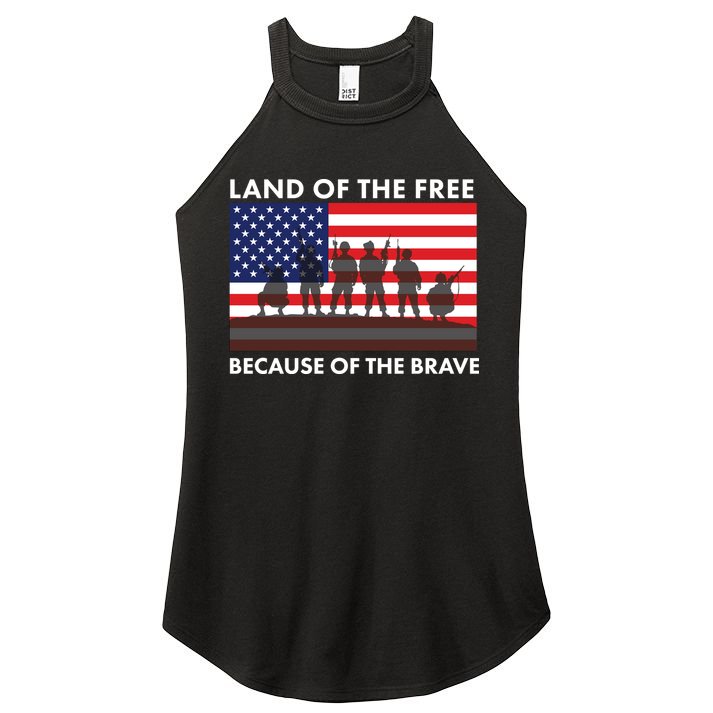 Land Of The Free Because Of The Brave Women's Perfect Tri Rocker Tank