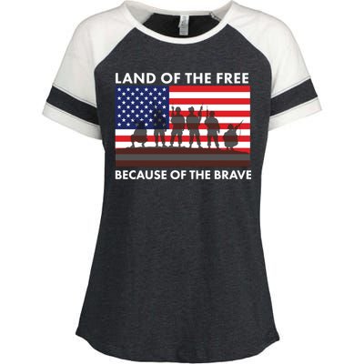 Land Of The Free Because Of The Brave Enza Ladies Jersey Colorblock Tee