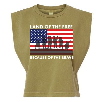 Land Of The Free Because Of The Brave Garment-Dyed Women's Muscle Tee