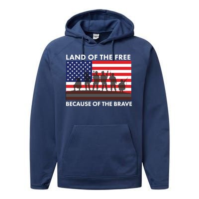 Land Of The Free Because Of The Brave Performance Fleece Hoodie