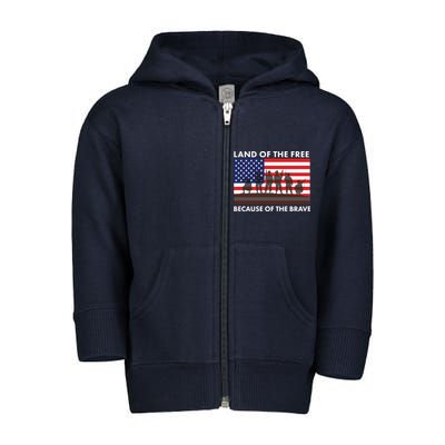 Land Of The Free Because Of The Brave Toddler Zip Fleece Hoodie