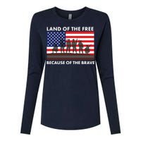 Land Of The Free Because Of The Brave Womens Cotton Relaxed Long Sleeve T-Shirt