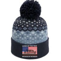 Land Of The Free Because Of The Brave The Baniff Cuffed Pom Beanie