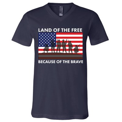 Land Of The Free Because Of The Brave V-Neck T-Shirt