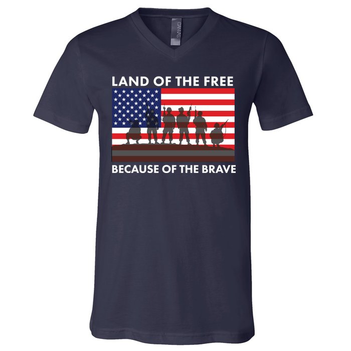 Land Of The Free Because Of The Brave V-Neck T-Shirt