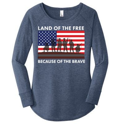 Land Of The Free Because Of The Brave Women's Perfect Tri Tunic Long Sleeve Shirt