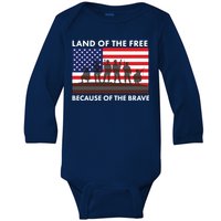 Land Of The Free Because Of The Brave Baby Long Sleeve Bodysuit