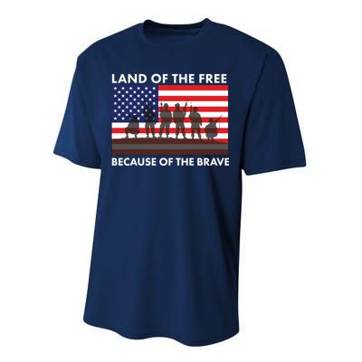 Land Of The Free Because Of The Brave Performance Sprint T-Shirt