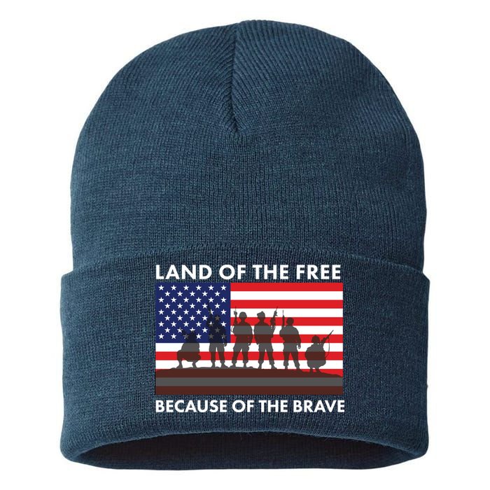 Land Of The Free Because Of The Brave Sustainable Knit Beanie