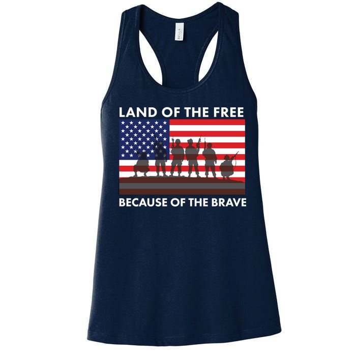 Land Of The Free Because Of The Brave Women's Racerback Tank