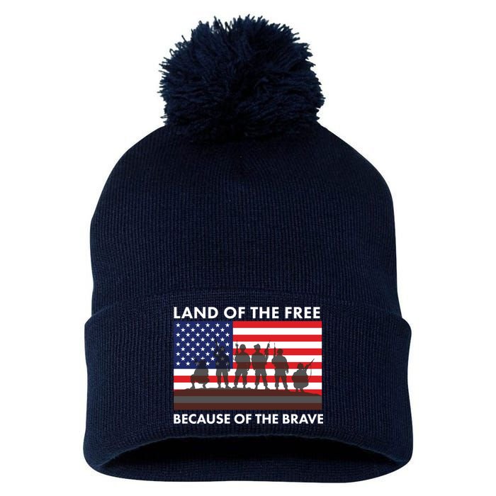 Land Of The Free Because Of The Brave Pom Pom 12in Knit Beanie