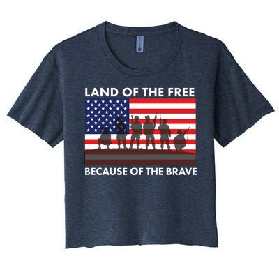 Land Of The Free Because Of The Brave Women's Crop Top Tee