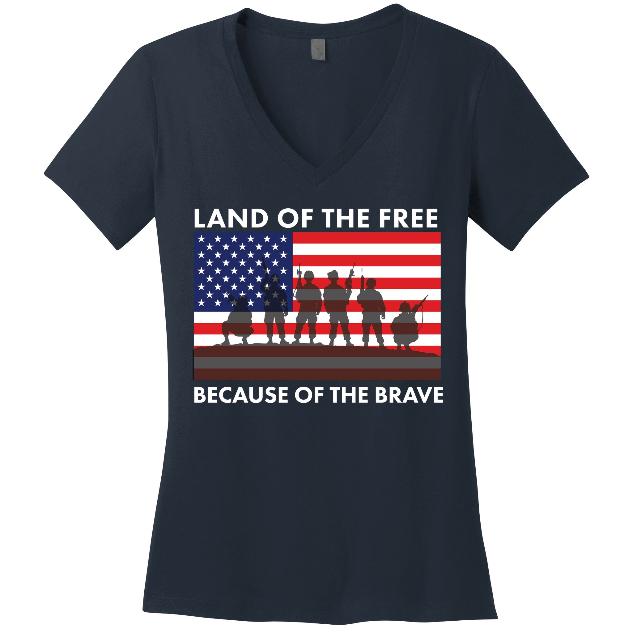 Land Of The Free Because Of The Brave Women's V-Neck T-Shirt
