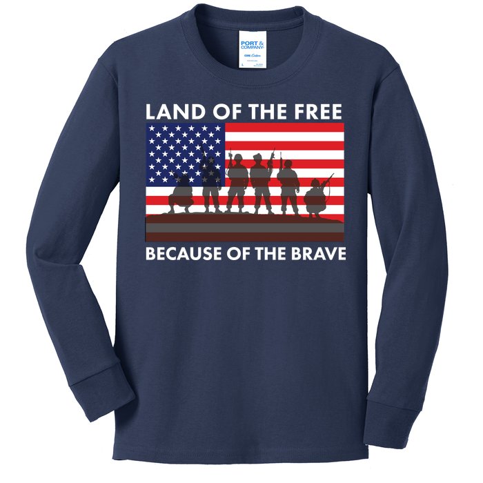 Land Of The Free Because Of The Brave Kids Long Sleeve Shirt